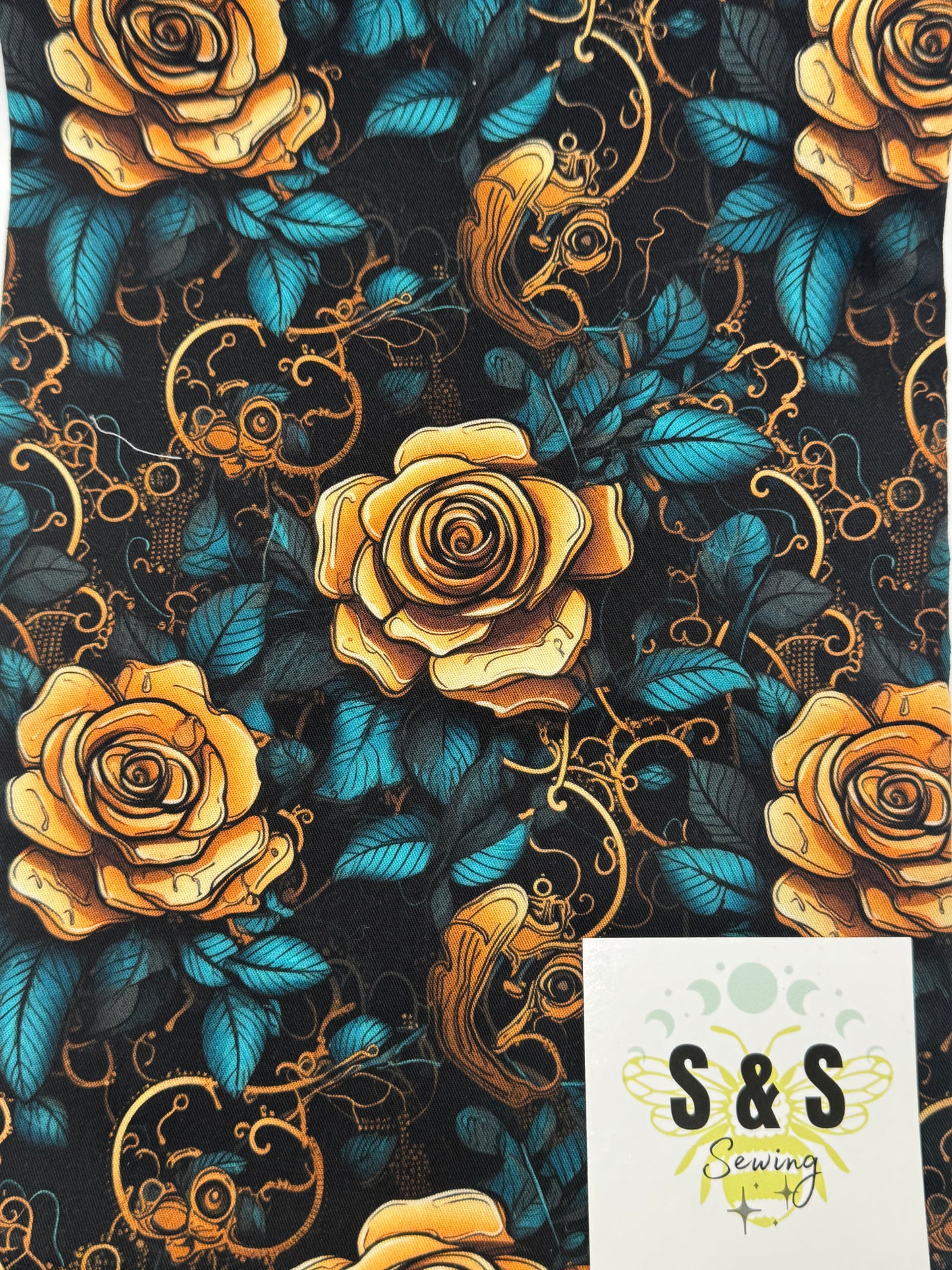 FL - Golden Rose on Teal